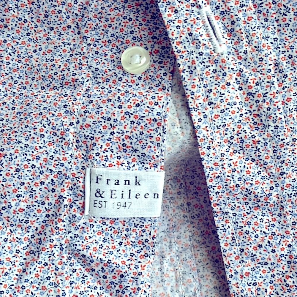 Frank & Eileen Barry Shirt Floral Print Crinkle Cotton Button Down Shirt Size XS - Picture 8 of 13